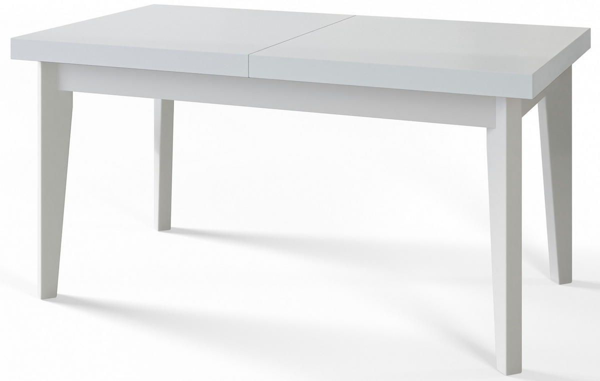 ESSZIMMERTISCH SKANDI, ausziehbarer Tisch: 160-210X90X78 cm, Farbe: Weiß, mit Holzbeinen in Farbe Weiß - Weiß, Holzwerkstoff (160/90/78cm) - Alpi-Möbel