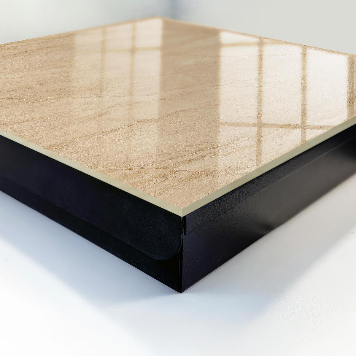 SCHLÜSSELBOX Schwarz 30x30 cm- Türöffnung nach rechts - Beiger Marmor - Beige, Metall (30/30/5cm) - TULUP