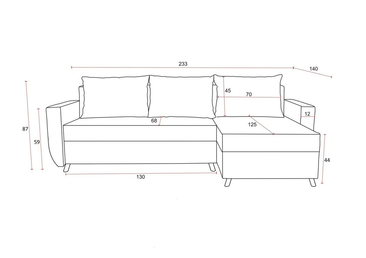 ECKSOFA Marlies In Opera Velvet - Aubergine, Holzwerkstoff/Textil (233/140cm) - Fun Möbel