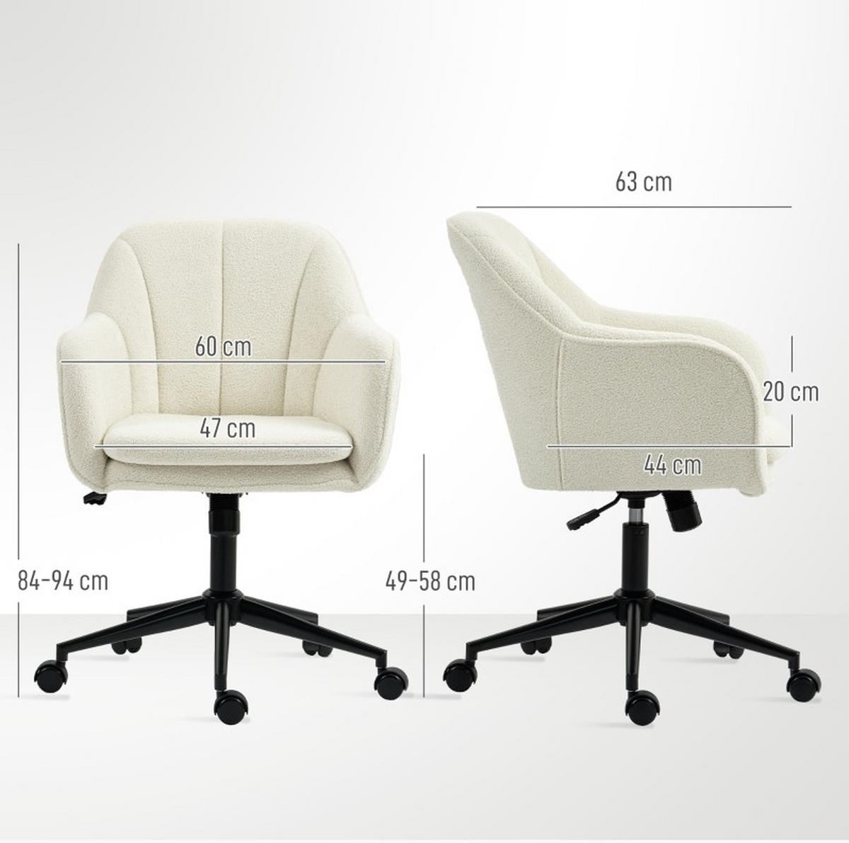 DREHSTUHL 60/63/84-94 cm, beige, gepolstert, höhenverstellbar, samtoptik,beige - Beige, Kunststoff (60/94/63cm) - Redom