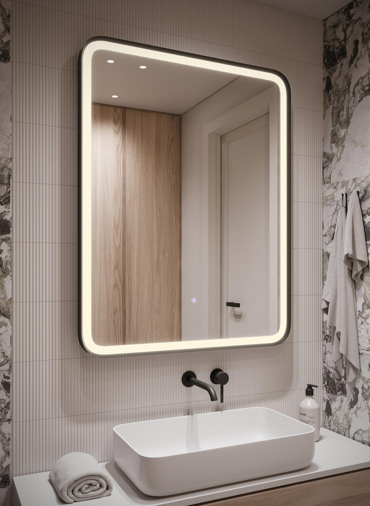 SPIEGEL Ankara LED - 70 x 4 x 90 cm - Transparent, Glas (70/90/4cm) - Badplaats