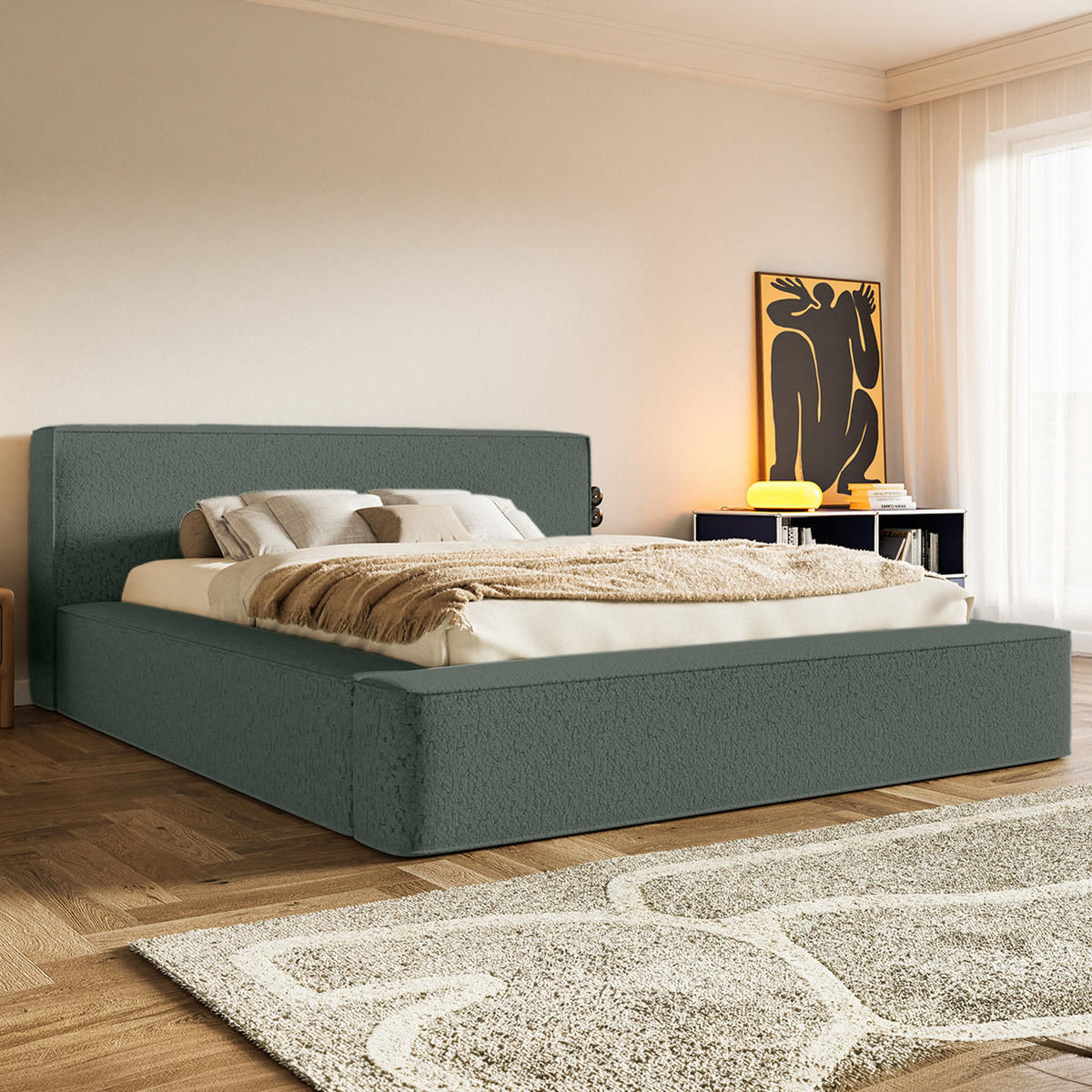 POLSTERBETT Mummo Premium 160x200 cm, Grün - Grün, Textil (200/160cm) - Fedve