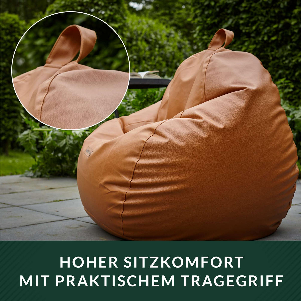INDOOR SITZSACK Scoop Kunstleder - Hellbraun, Textil (90/70/70cm) - Green Bean