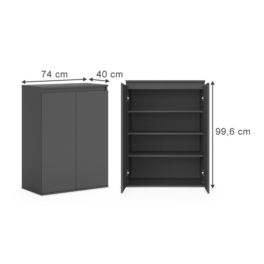 KOMMODE Claus Anthrazit 74 x 99.6 cm mit 2 Türen - Anthrazit, Holzwerkstoff (74/99.6/40cm) - Vicco