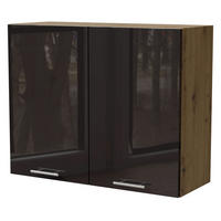 KÜCHENHÄNGESCHRANK Essen W3/90 Schwarz Hochglanz / Eiche Artisan Matt 90 / 32,5 / 72cm - Schwarz Hochglanz/Schwarz, Holz/Holzwerkstoff (90/72/32.5cm) - Feldmann-Wohnen