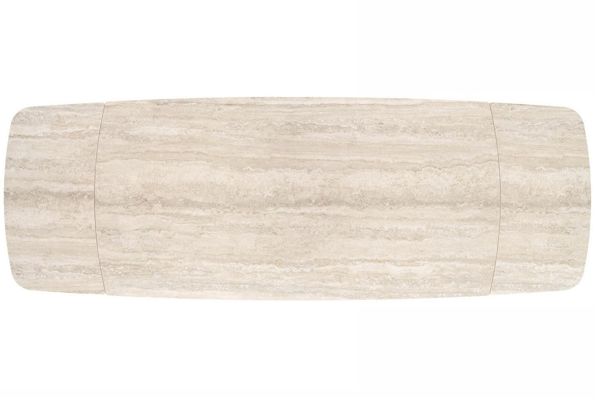 ESSTISCH Vitrus Travertin / schwarz 180-260 / 90 / 76cm - Schwarz/Grau, Holz/Stein (90/260/76cm) - Feldmann-Wohnen