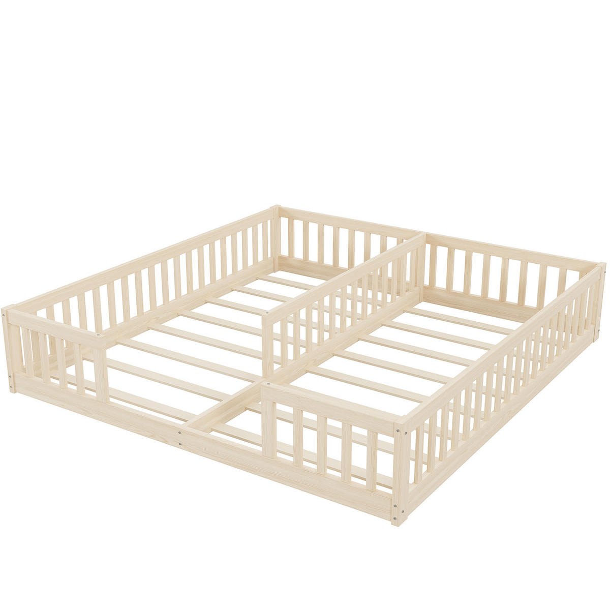 KINDERBETT 90/200 cm mit Sicherheitsgitter, Lattenrost und Doppelliege aus Kiefernholz, Natur - Naturfarben, Holz (90/200cm) - Redom