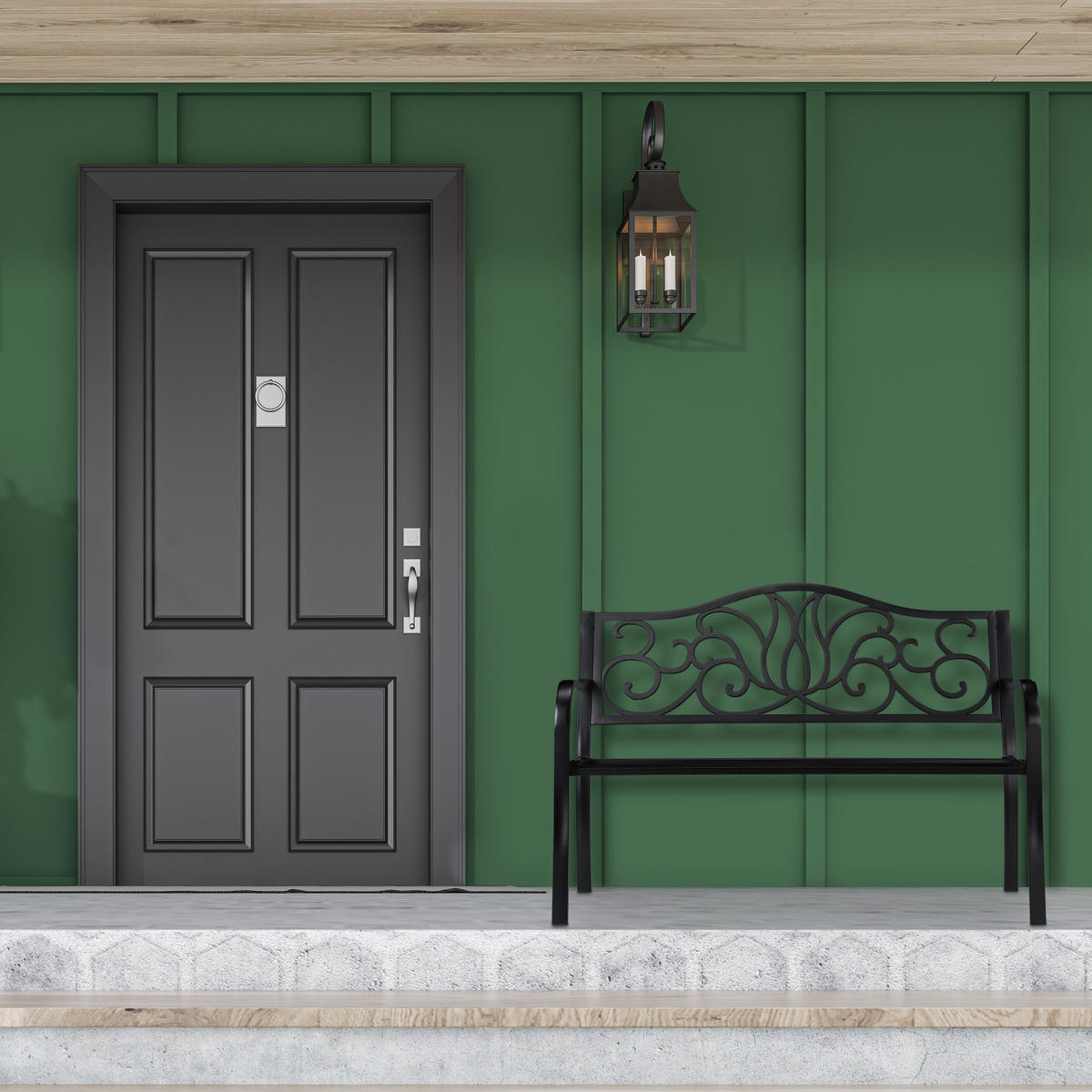 GARTENBANK - Schwarz, Metall (127.5/90/63cm) - Relaxdays
