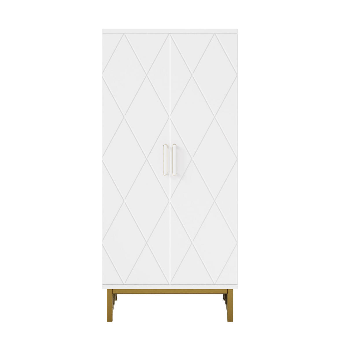 KÜCHENSCHRANK 60/130/40 cm, Holzwerkstoff, weiß gold, VERSTELLBARE EINLEGEBÖDEN, Vorratsschrank für kleine Räume im Esszimmer - Weiß, Holzwerkstoff (40/130/60cm) - Rolipo