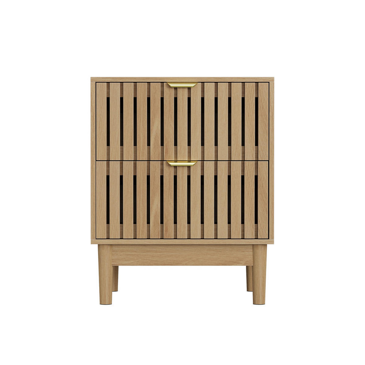 NACHTTISCH Eiche 45/56,5/39 cm mit 2 Schubladen - Naturfarben, Holz (45/56.5/39cm) - Kaket
