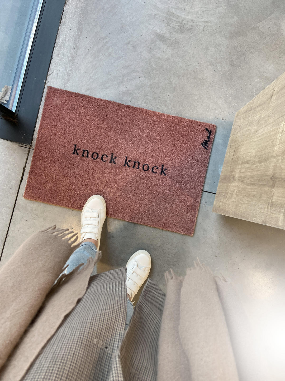 OUTDOOR FUßMATTE "Amira" mit Spruch "knock knock" Braun 50 x 75 cm - Schwarz/Braun, Kunststoff/Textil (50/75cm) - MAD ABOUT MATS