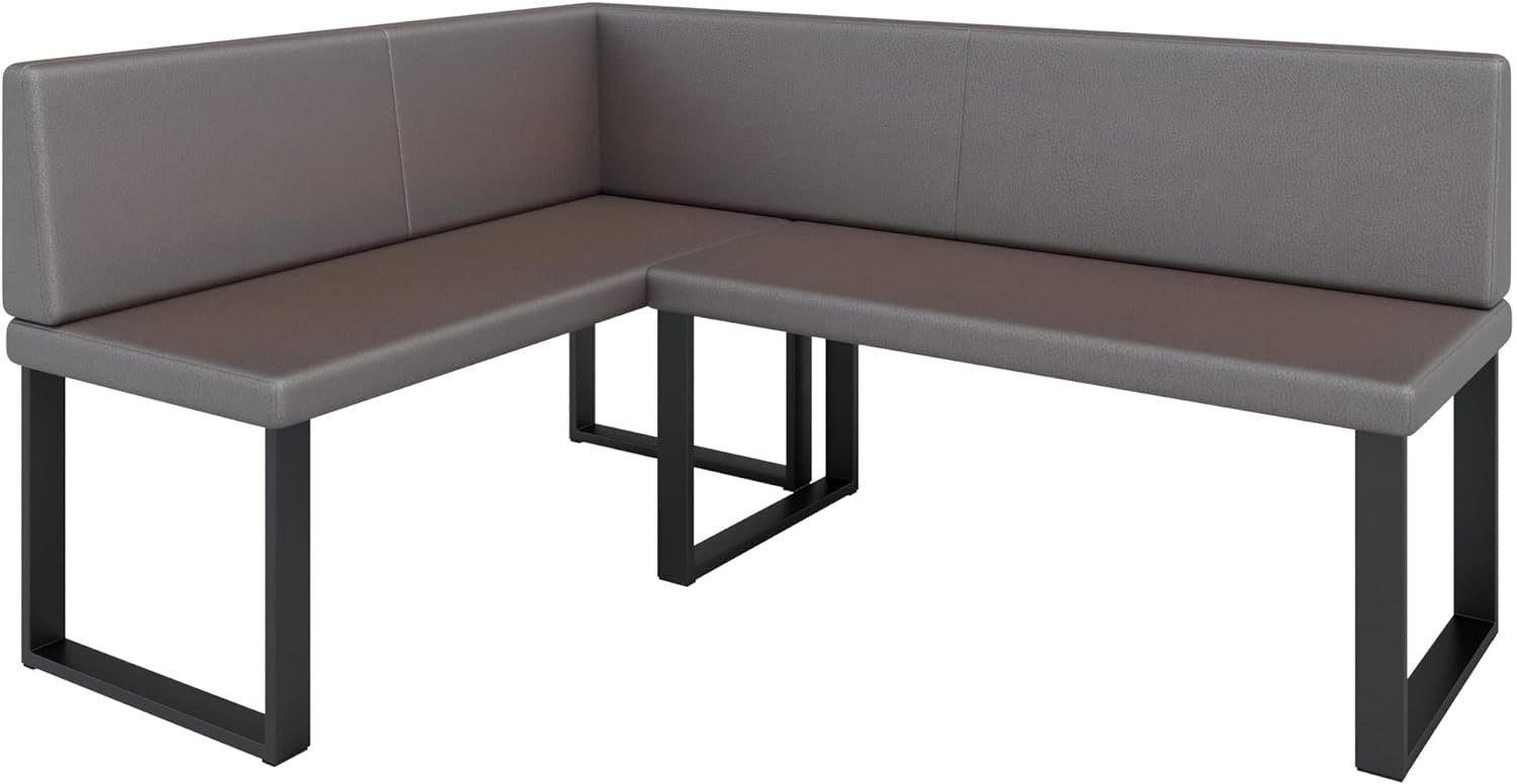 ECKBANK Alina - Kunstleder - 142 x 196 cm - Links - Braun - Braun, Leder/Metall (196/142cm) - AN-Moebel 4u