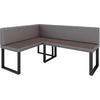 ECKBANK Alina - Kunstleder - 142 x 196 cm - Links - Braun - Braun, Leder/Metall (196/142cm) - AN-Moebel 4u