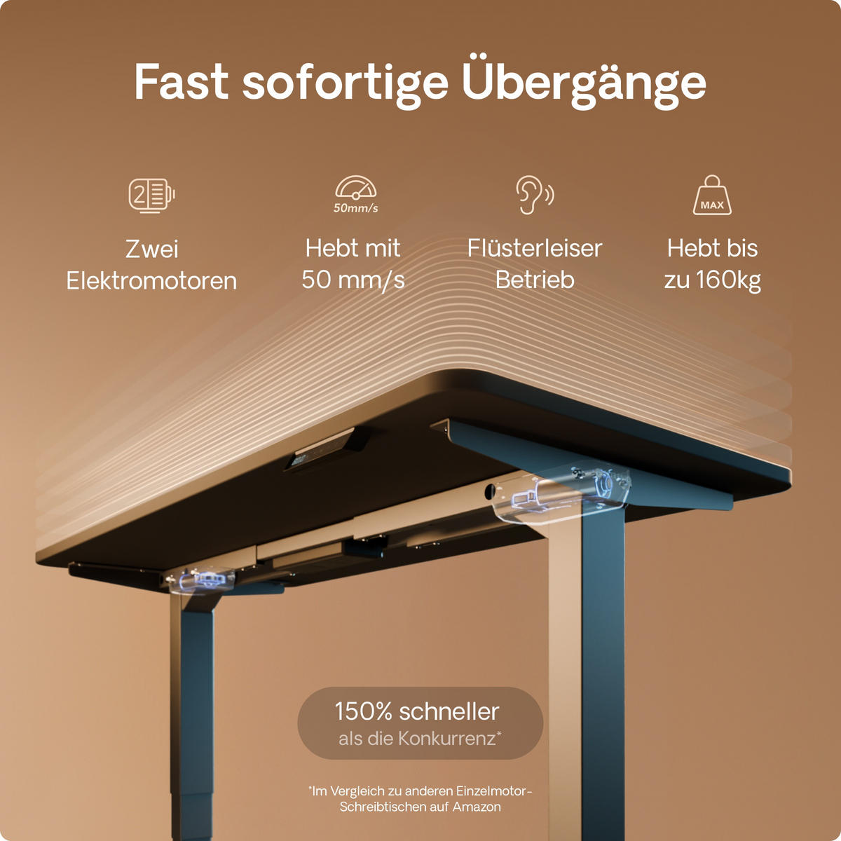 SCHREIBTISCH Elektrisch Höhenverstellbarer HomePro 200x80cm Grau/Schwarz mit Memory-Funktion, Anti-Kollisions Technologie - Schwarz/Grau, Holzwerkstoff (80/200/62cm) - Desktronic