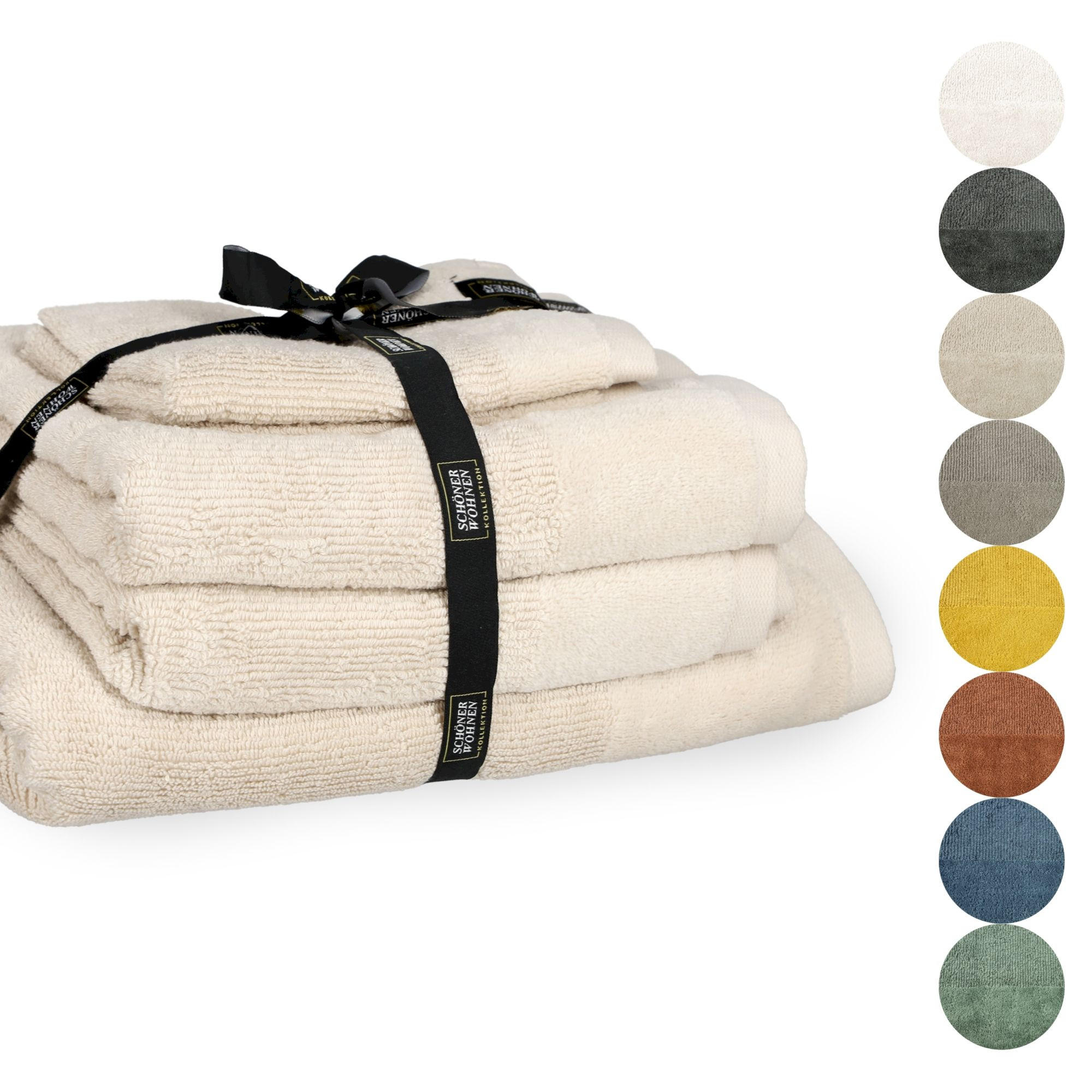 HANDTUCH SET SENSE 5tlg. - Beige, Textil (50/100cm) - Schöner Wohnen