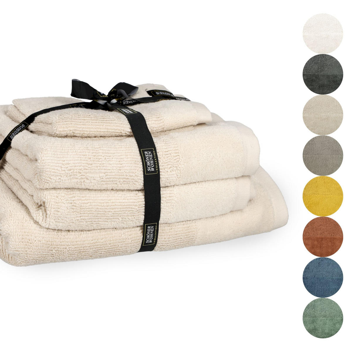 HANDTUCH SET SENSE 5tlg. - Beige, Textil (50/100cm) - Schöner Wohnen