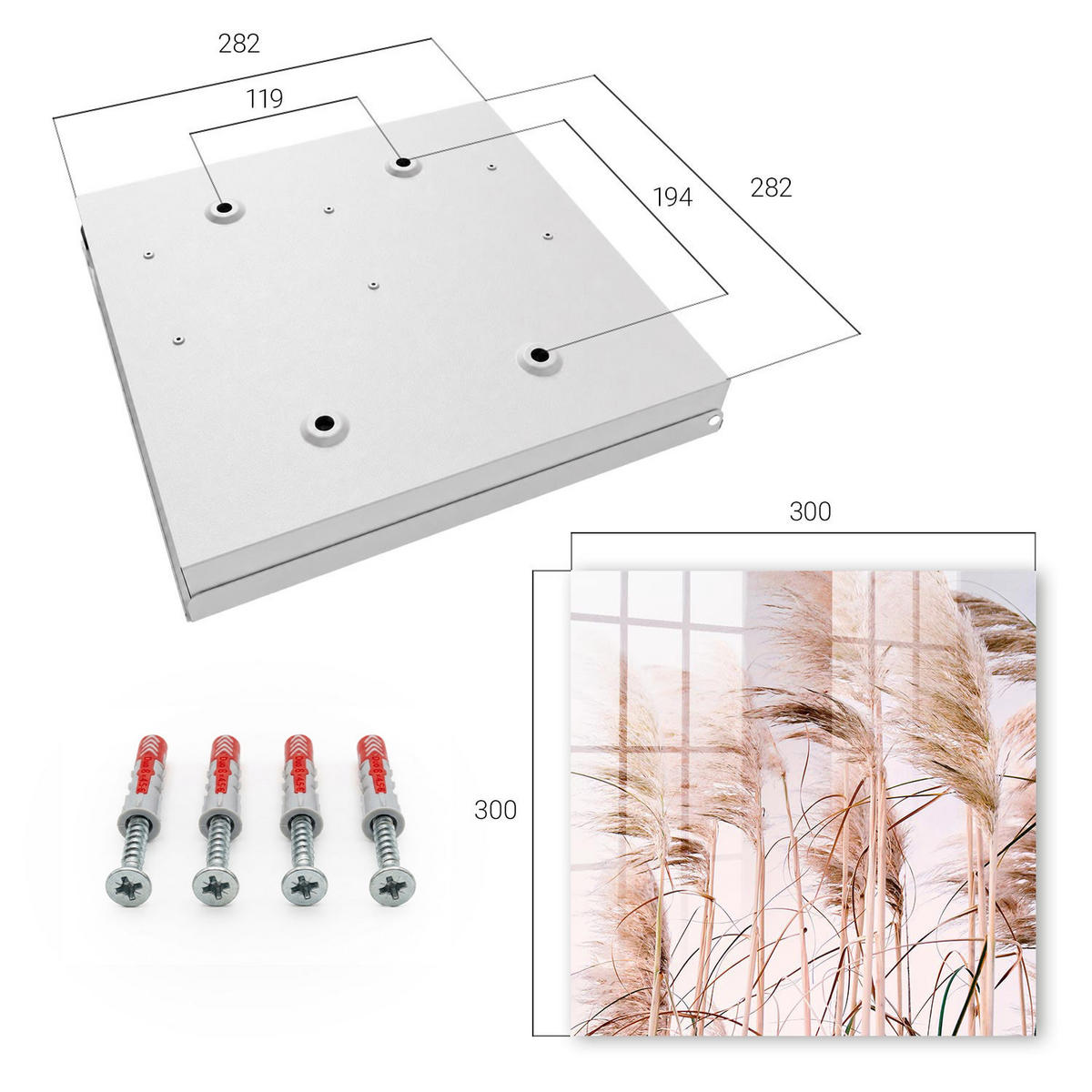 SCHLÜSSELBOX Weiß 30x30 cm – Türöffnung nach rechts - Sinnliche Natur - Beige, Metall (30/30/5cm) - TULUP