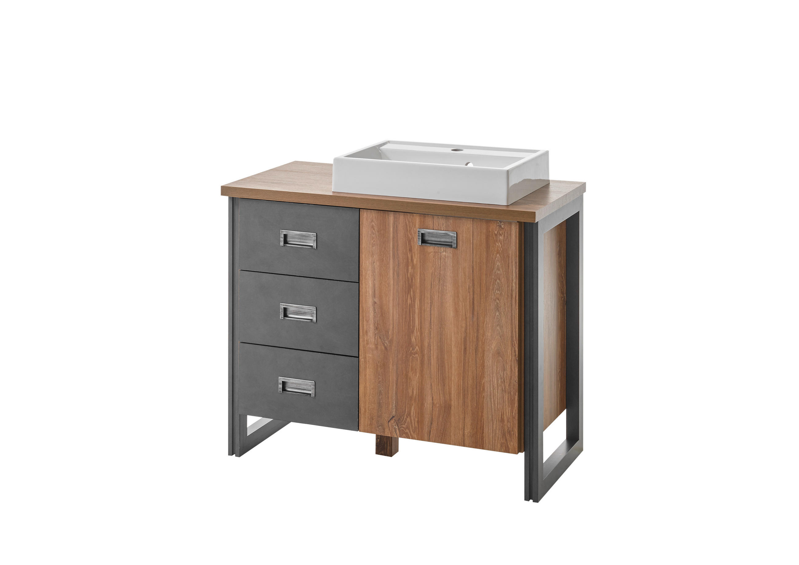 Livojo Waschtisch Eiche 91x85x40 cm