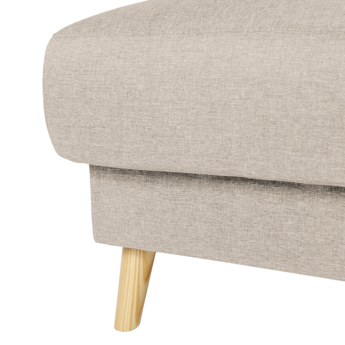 POLSTERHOCKER - Webstoff - Hellbraun/Cappuccino, Holz/Textil (77/46/62cm) - home24