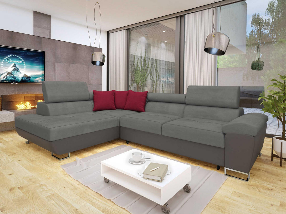 ECKSOFA Cotere, Seite: Links - Dunkelgrau, Holz/Textil (270/202cm) - MIRJAN24