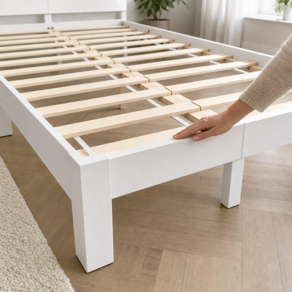 BETT Weiß Massivholz mit Lattenrost 140x200 cm - Weiß, Holz - Relaxdays