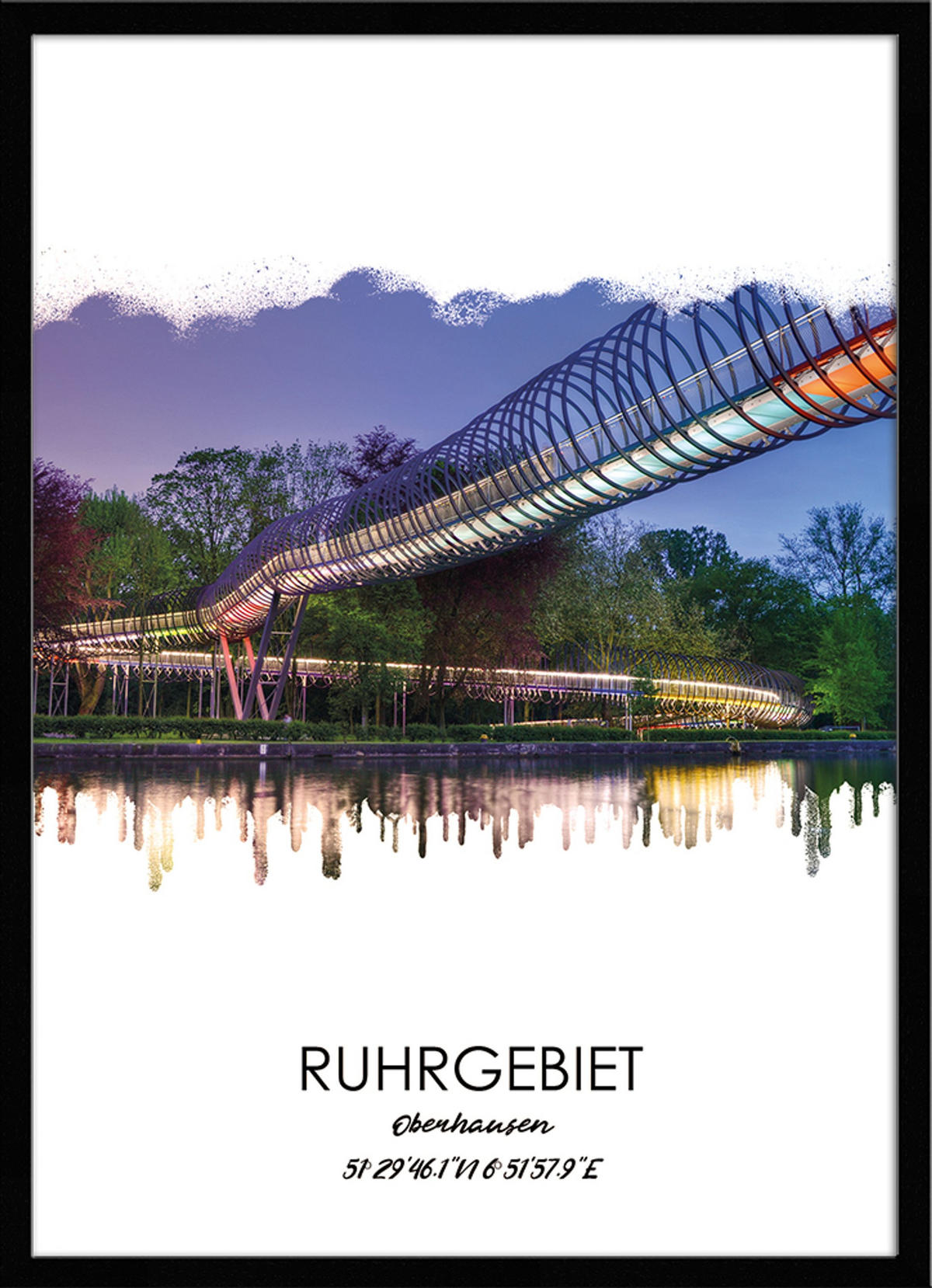POSTER mit Rahmen 50x70 cm Ruhrgebiet Oberhausen - Gelb, Holz (51/71cm) - artissimo
