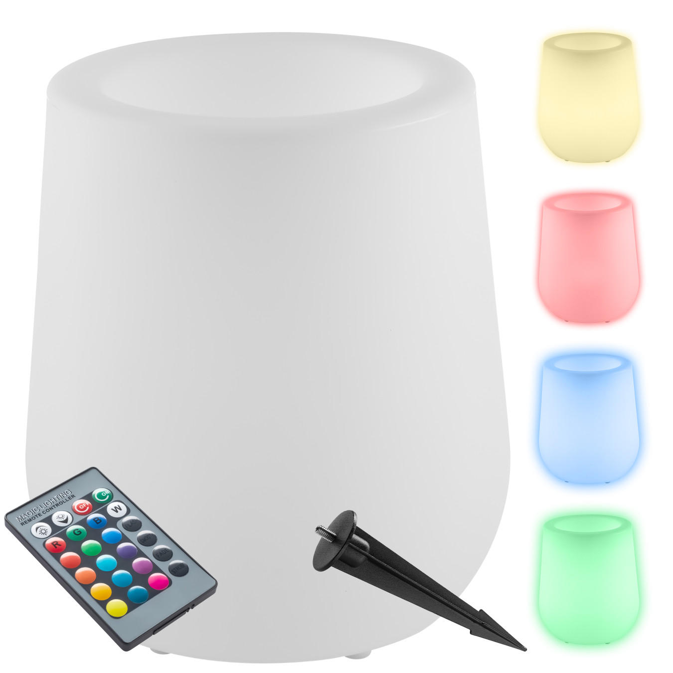 LED-BLUMENTOPF Luminous Courve Pot,38 x 44 cm, inkl. Erdspieß und 3 Standfüße,weiß - Weiß, Kunststoff (38/44/38cm) - tectake