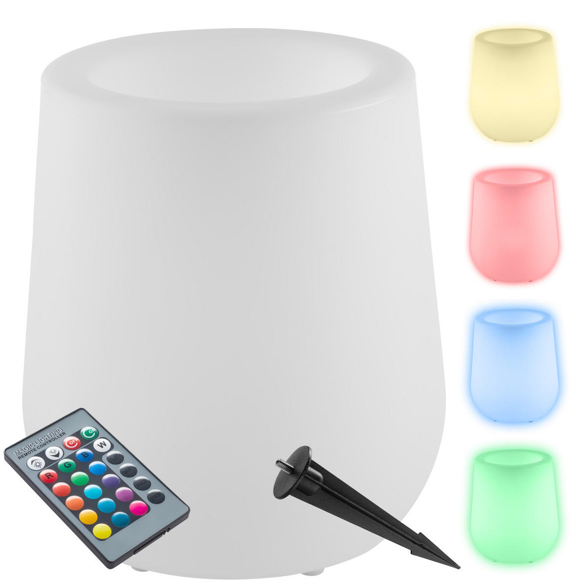 LED-BLUMENTOPF Luminous Courve Pot,38 x 44 cm, inkl. Erdspieß und 3 Standfüße,weiß - Weiß, Kunststoff (38/44/38cm) - tectake