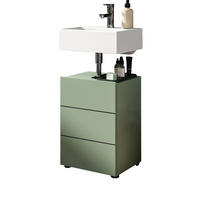WASCHBECKENUNTERSCHRANK grün, Badezimmer Unterschrank 38 x 56 cm - Schwarz/Grün, Holzwerkstoff/Kunststoff (60/56/34cm) - Inn.Furn