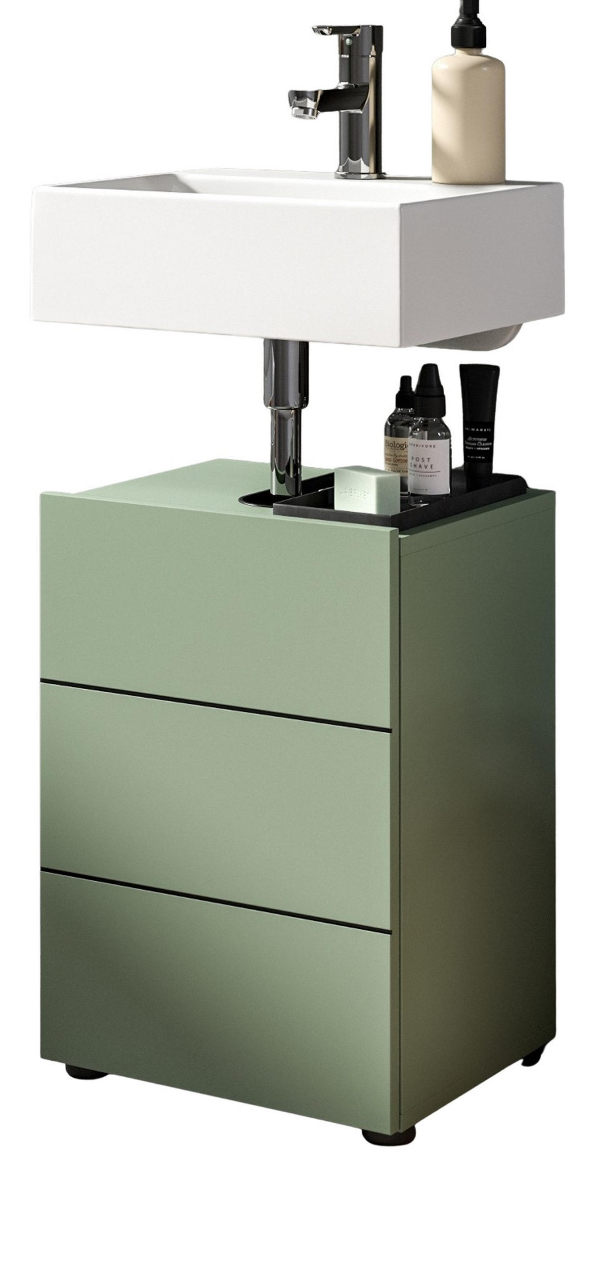 WASCHBECKENUNTERSCHRANK grün, Badezimmer Unterschrank 38 x 56 cm - Schwarz/Grün, Holzwerkstoff/Kunststoff (60/56/34cm) - Inn.Furn