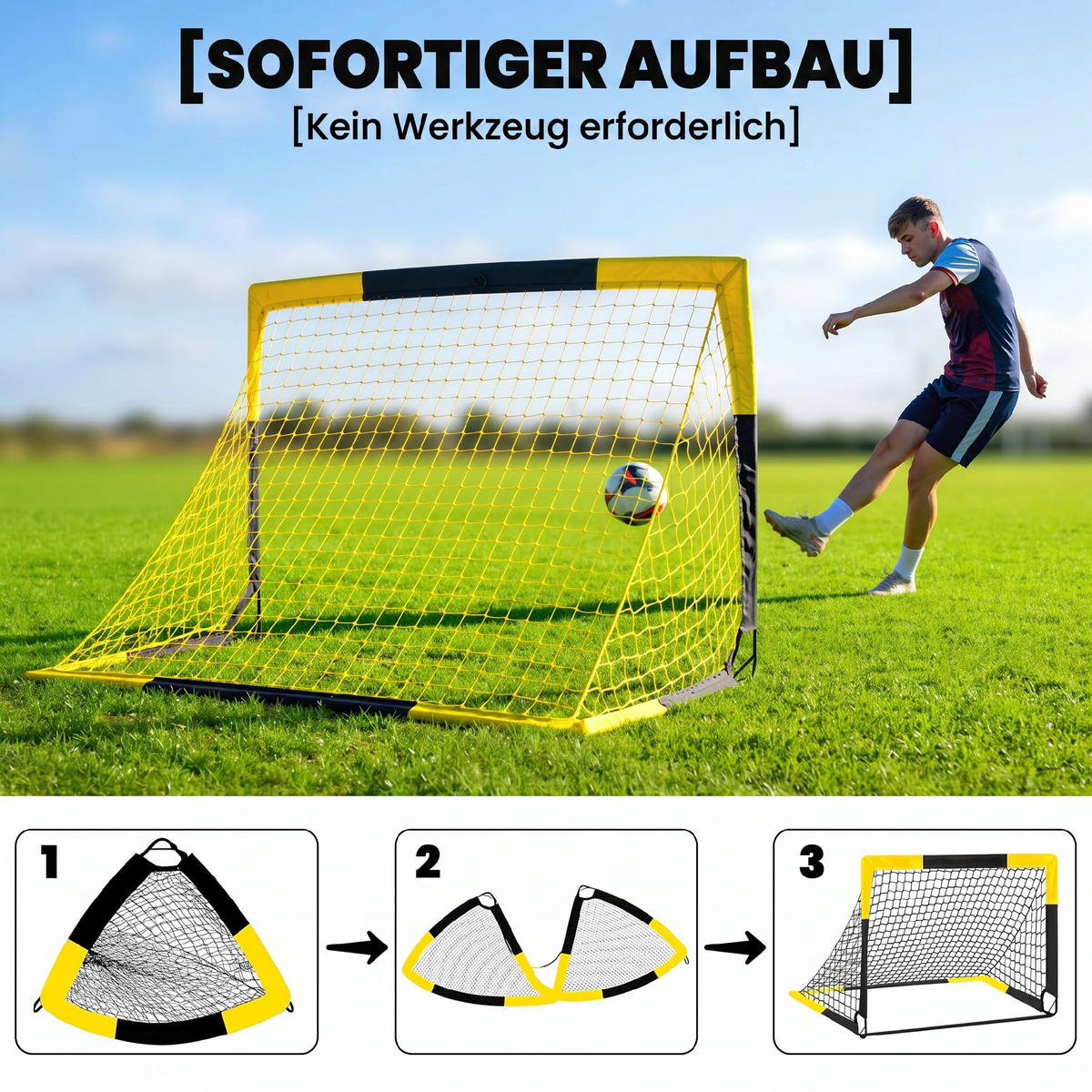 FUSSBALLTOR Fiberglas Polyester Gelb - Gelb, Textil (110/150cm) - SPORTNOW
