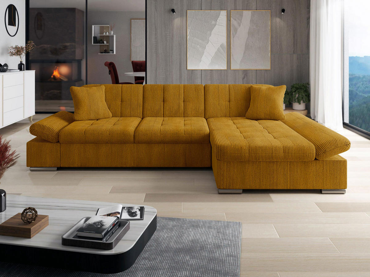 ECKSOFA Malwi Cord, Seite: Rechts - Bronzefarben, Holz/Textil (278/161cm) - MIRJAN24