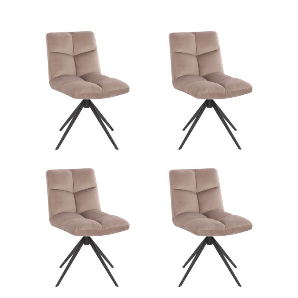 ESSZIMMERSTUHL drehbar Samt NODA – 4er Set Hellbraun - Hellbraun, Textil/Metall (61/84/47cm) - Home Deluxe