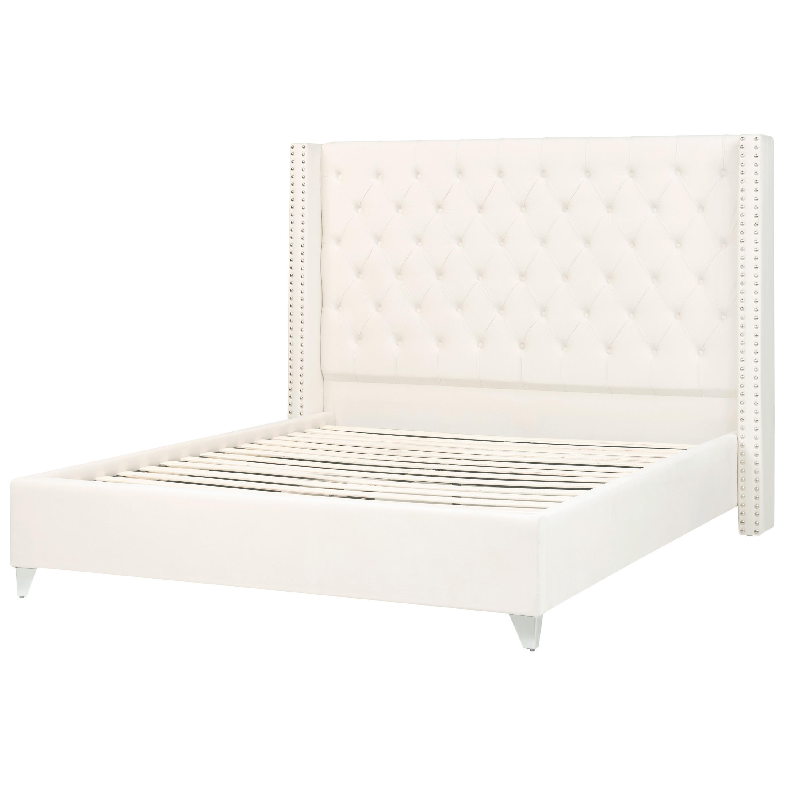 POLSTERBETT 160/200cm Cremeweiß Lubbon - Creme, Textil (160/200cm) - Beliani