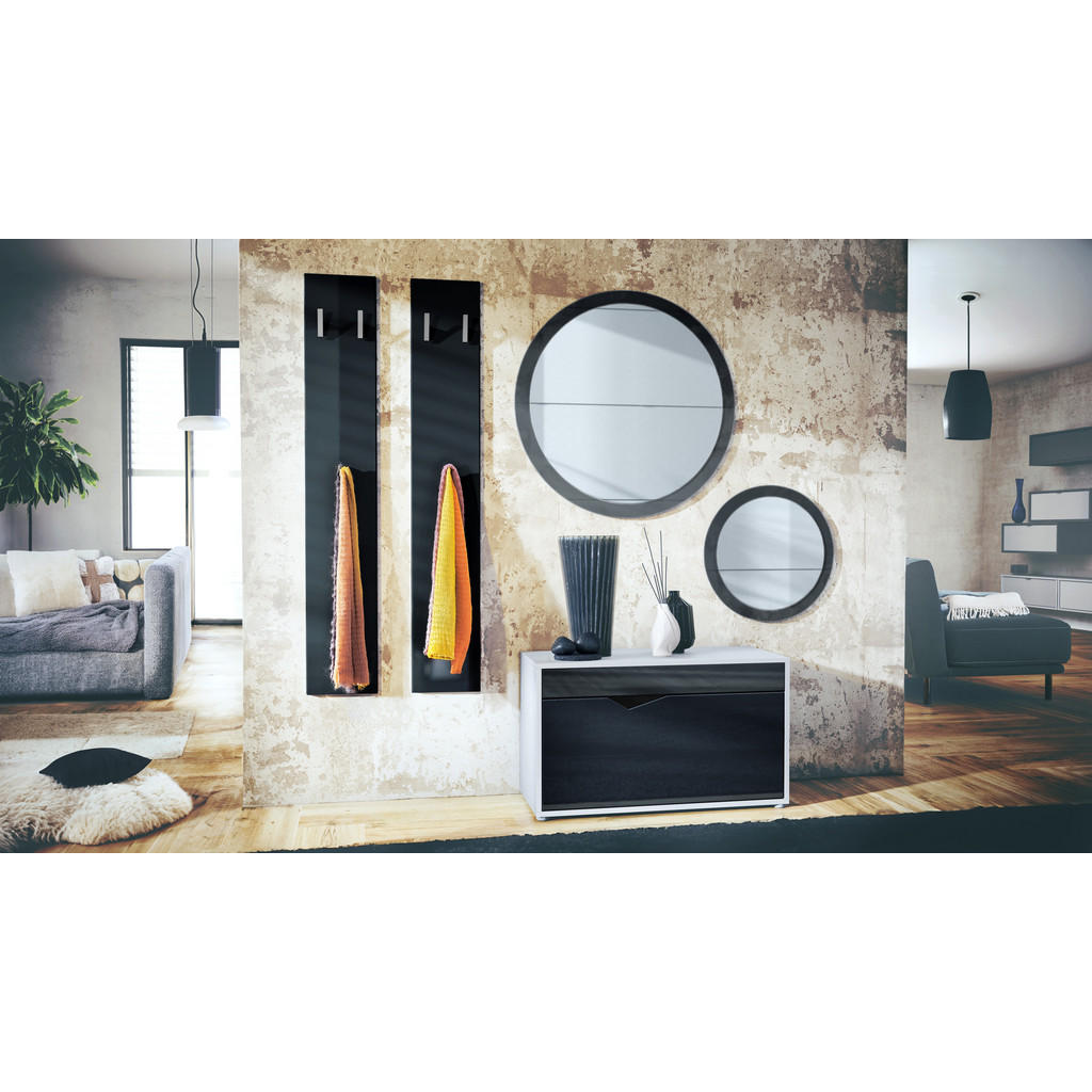 Thumbnail - Vladon Garderobe, Schwarz Hochglanz, Holzwerkstoff, 200x200x33 cm, Garderobe, Garderoben-Sets & Serien, Garderoben-Sets