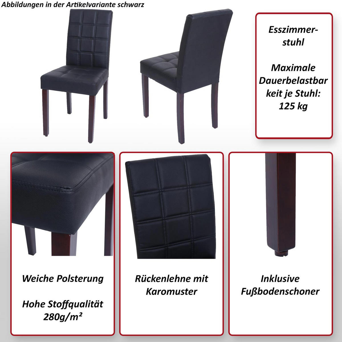 ESSZIMMERSTUHL O65C Schwarz - Schwarz, Textil (42/91/53cm) - MCW