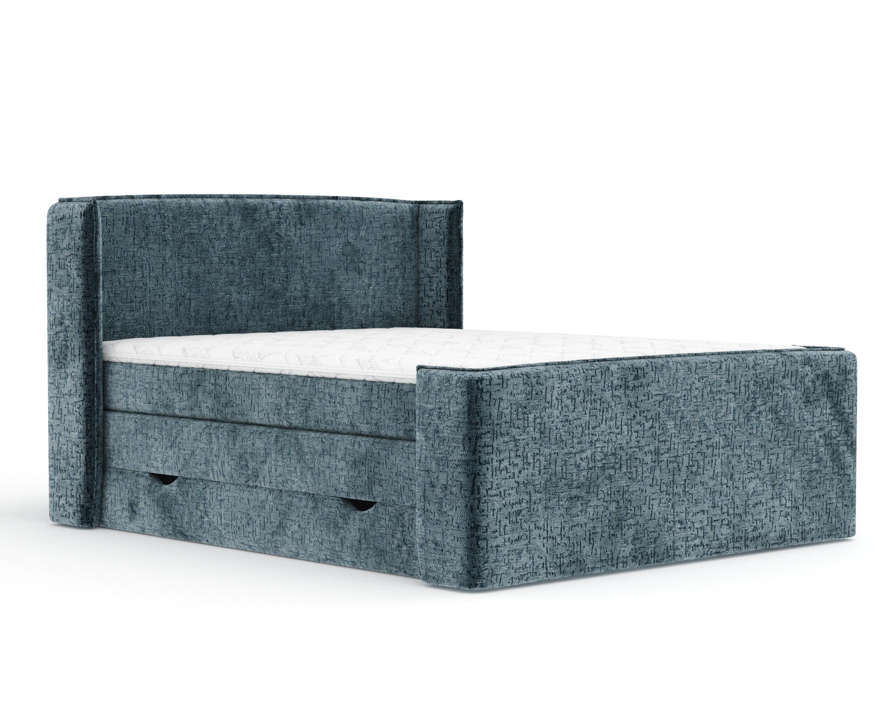 BOXSPRINGBETT Freeland Blau Grau 200/200 cm mit Matratze und Topper - Blaugrau/Schwarz, Holz/Holzwerkstoff (200/200cm) - Maison de Reve