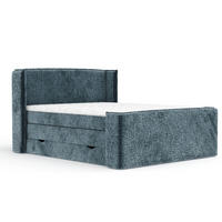 BOXSPRINGBETT Freeland Blau Grau 180/200 cm mit Matratze und Topper - Blaugrau/Schwarz, Holz/Holzwerkstoff (180/200cm) - Maison de Reve