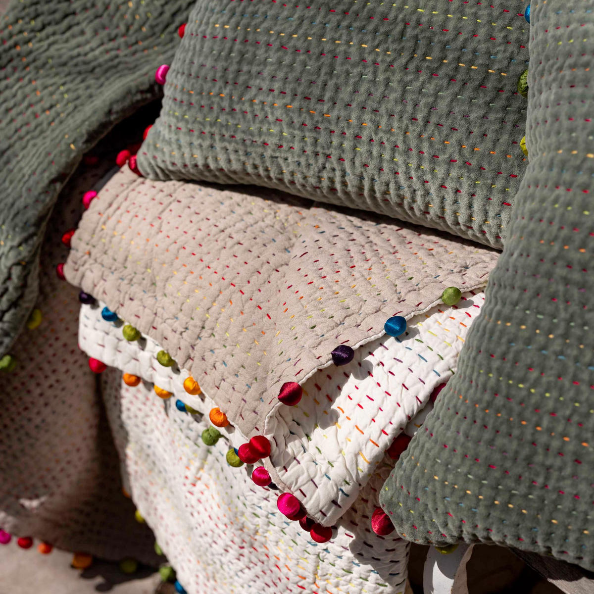 KISSEN Gastounet eisenkraut 45 x 45 cm - Mintgrün, Textil (45/45cm) - Vivaraise