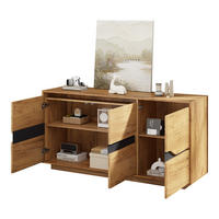SIDEBOARD Holz Schwarz 3 Türen 140x40x70cm Stauraum Modern - Eichefarben, Holzwerkstoff (40/70/140cm) - FLIEKS