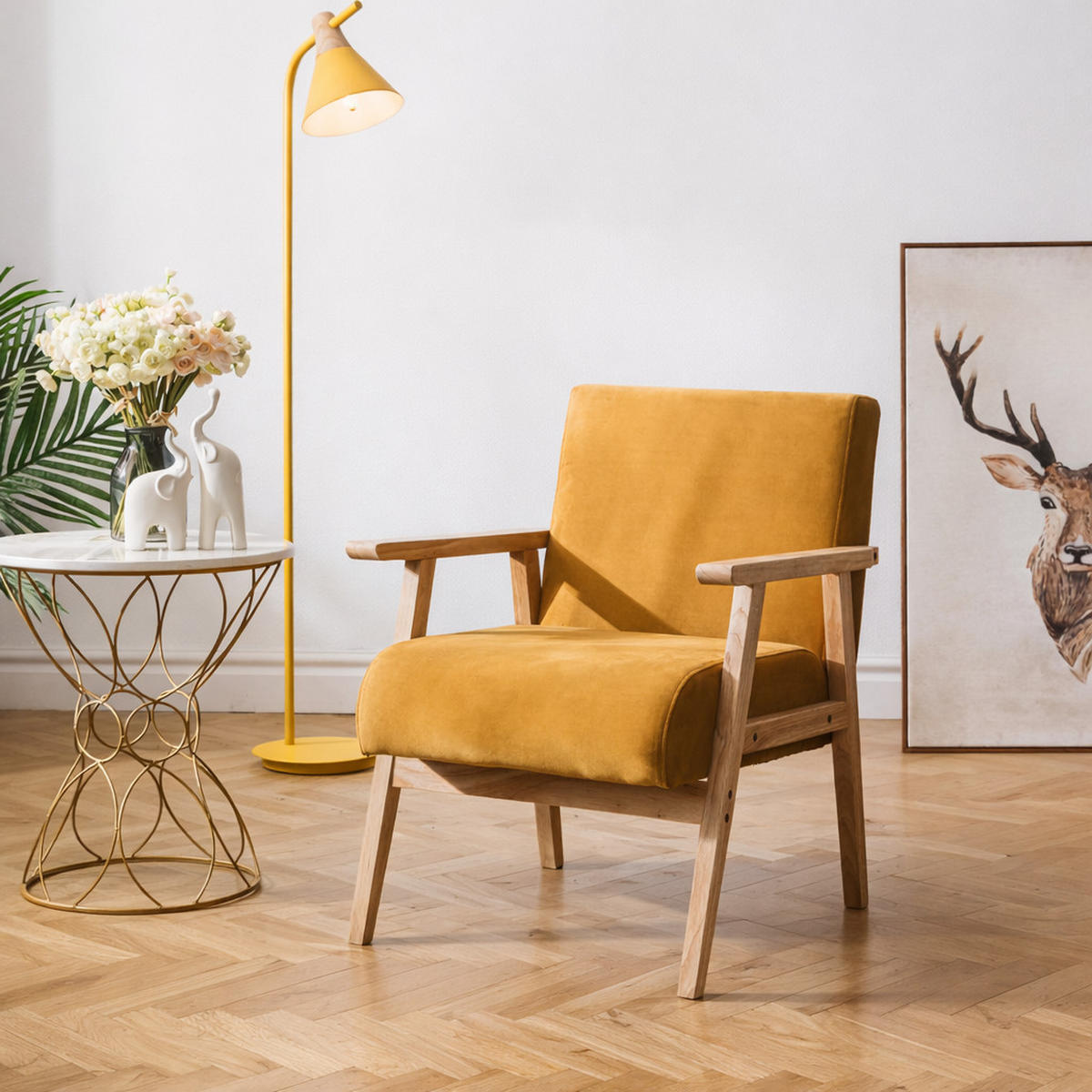 SESSEL Holz Gelb - Gelb, Holz (60/76/70cm) - Nordlys