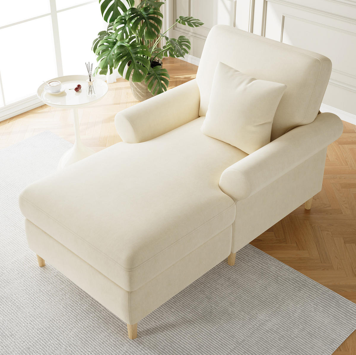 SCHLAFSESSEL 133/87/90 cm mit Liegefläche 87/133 cm, manuell verstellbar - Beige, Textil (87/90/133cm) - BEAOK