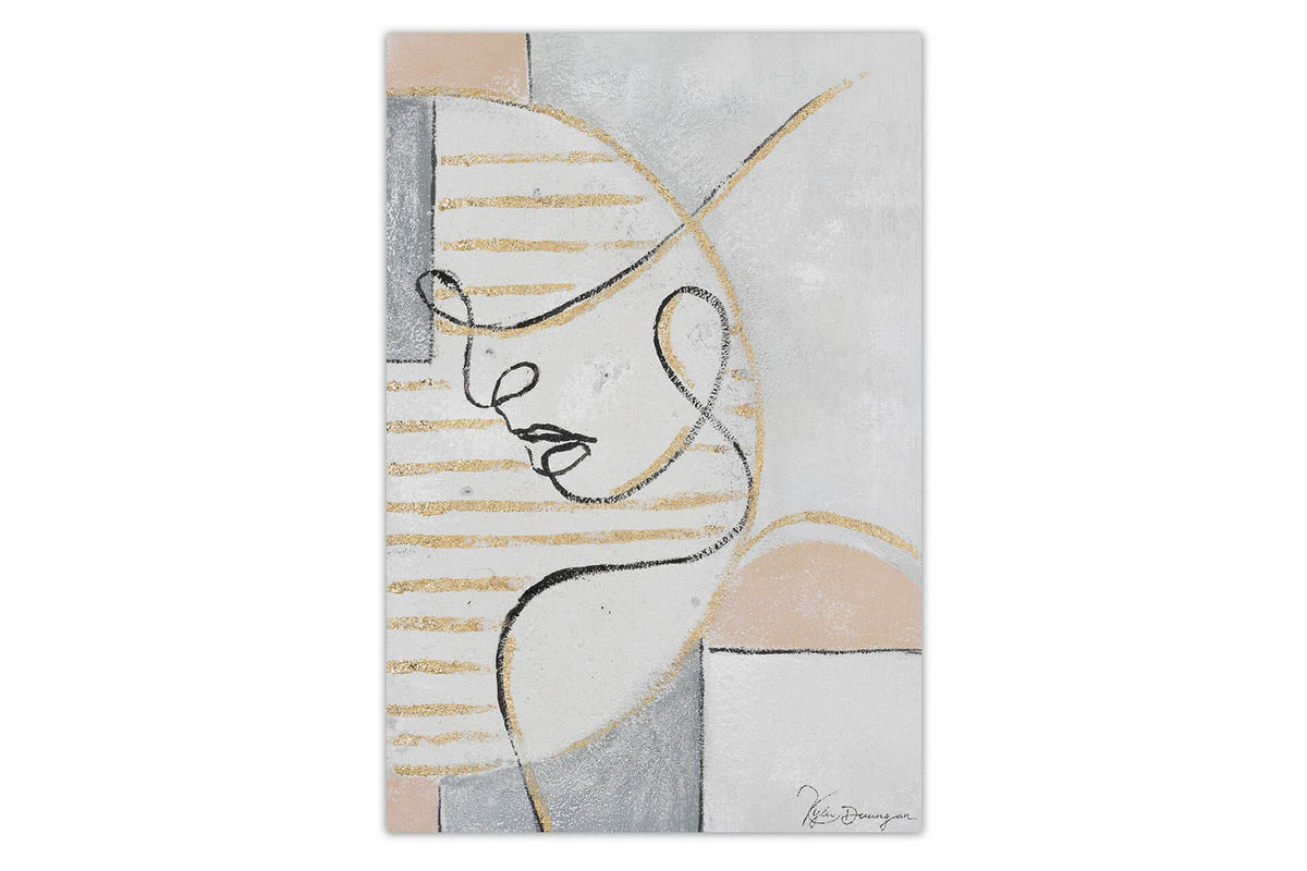 ACRYLBILD HANDGEMALT 50/75 cm - Beige/Schwarz, Holz/Textil (50/75cm) - KUNSTLOFT