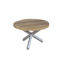 ESSTISCH RUNIS - Beige/Silberfarben, Holz/Metall (120/120/78cm) - SAM