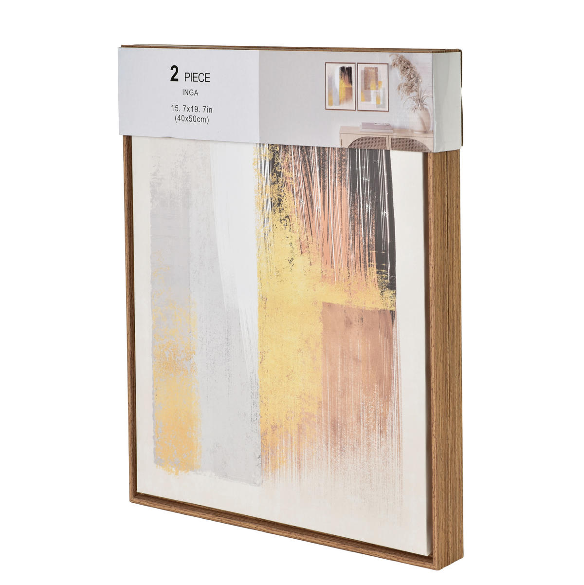 BILD Inga 2er Set 40/3/50 cm Kunstoff - Beige, Kunststoff (40/50cm) - Mondex