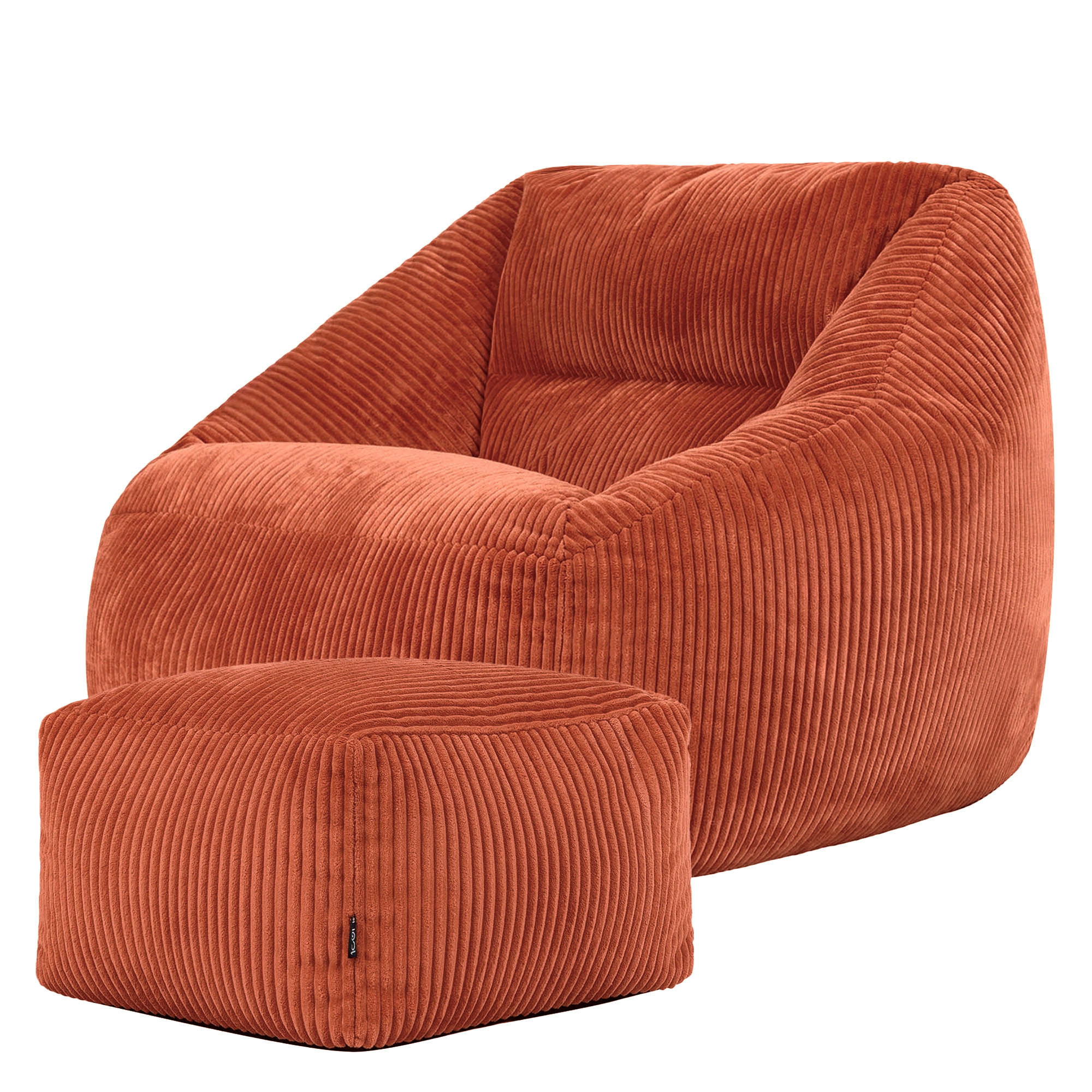 SITZSACK Cord Sessel Natalia mit Hocker - Terracotta, Textil (97/73/84cm) - icon