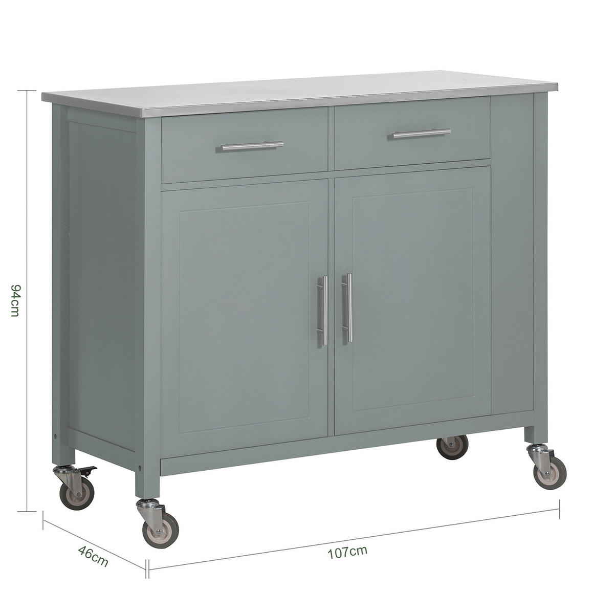 KÜCHENINSEL rollbar Grau - Grau, Holz/Holzwerkstoff (107/94/46cm) - SoBuy