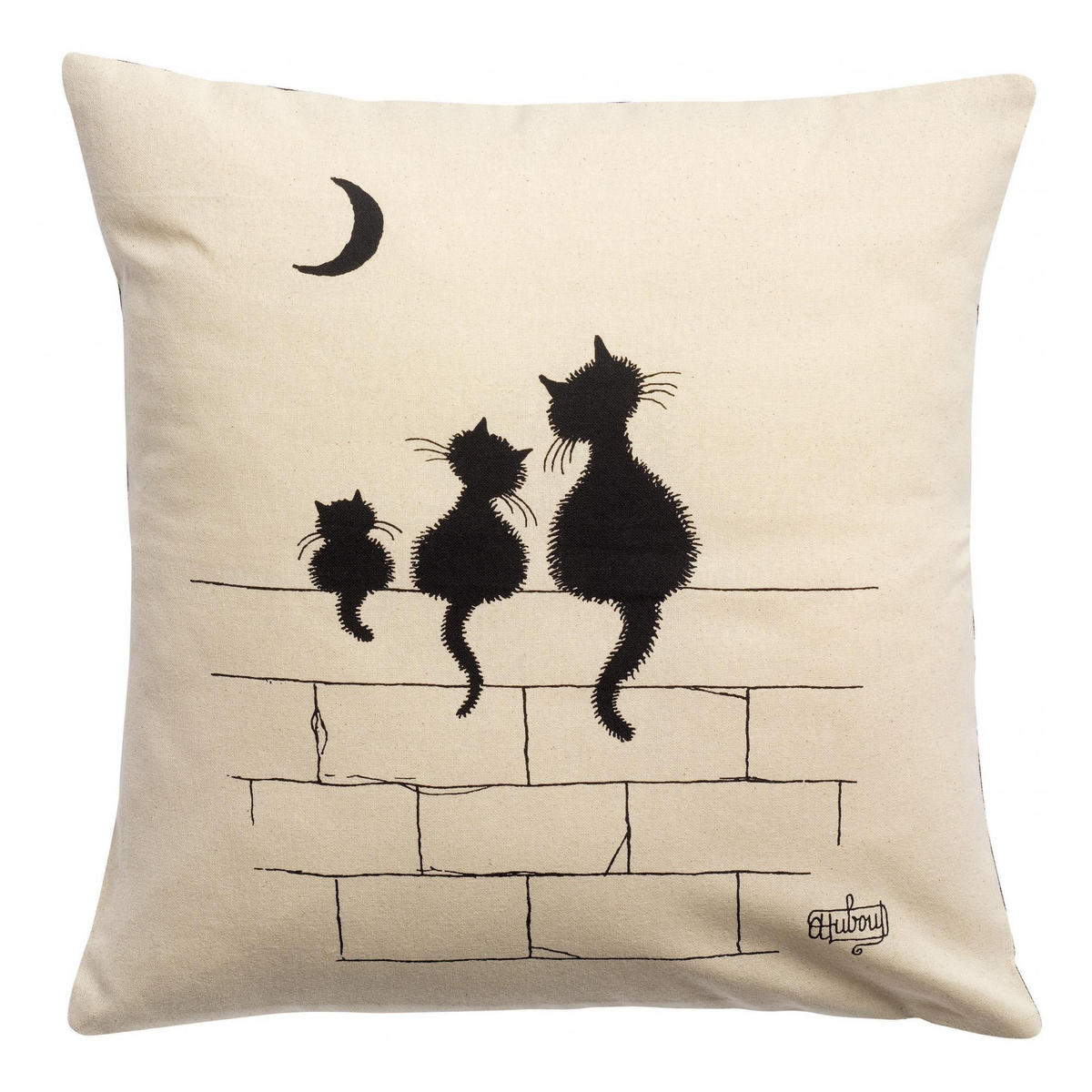 KISSEN Dubout 3 chats ekrü 45 x 45 cm - Weiß, Textil (45/45cm) - Winkler