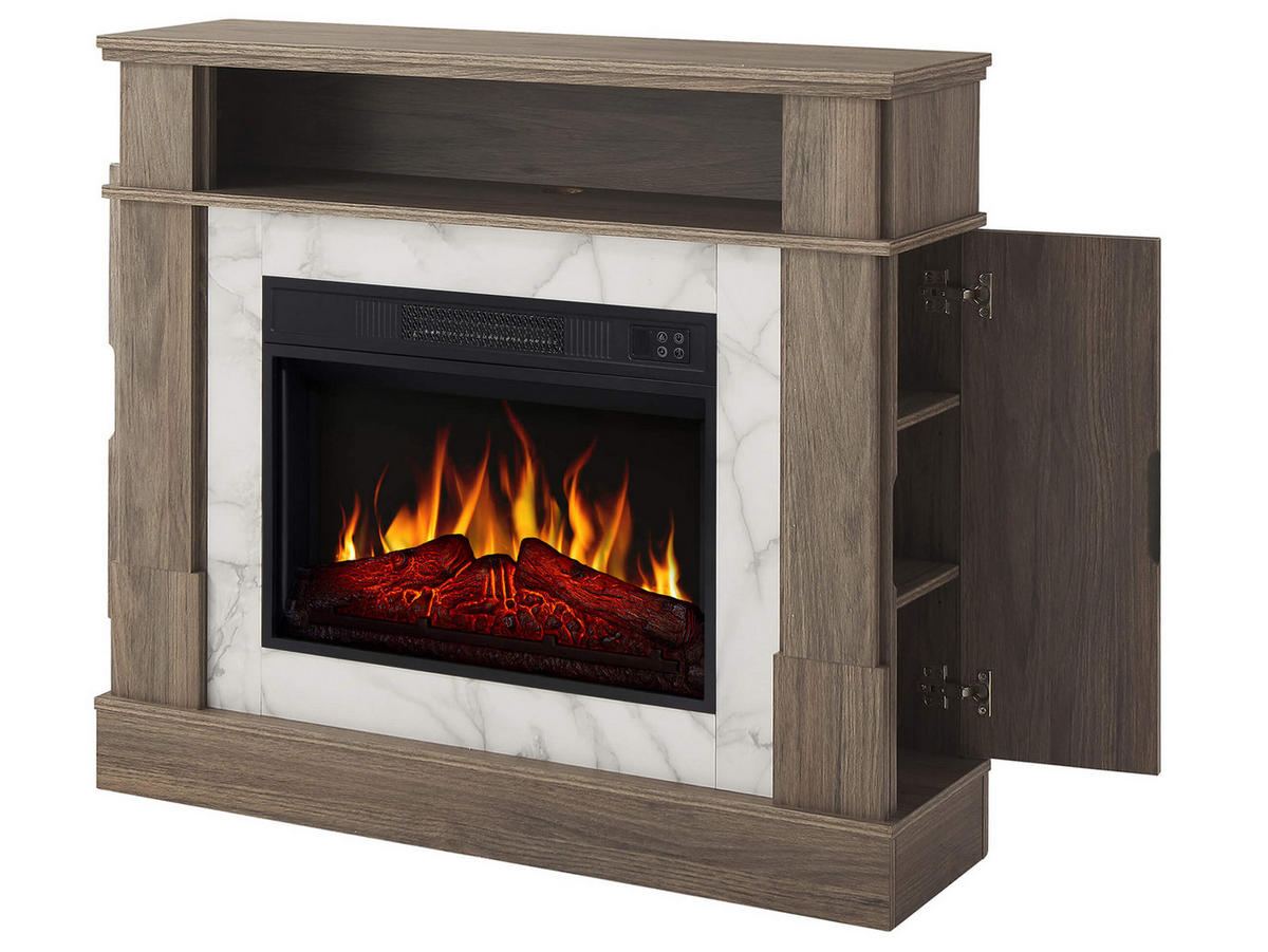 ELEKTROKAMIN For Living AF23S Graueiche – Breite 107 cm, 3D-Flammeneffekt, LED-Beleuchtung, Heizfunktion - Braun, Glas/Holzwerkstoff (102.2/90.6/20.6cm) - ArtiFlame