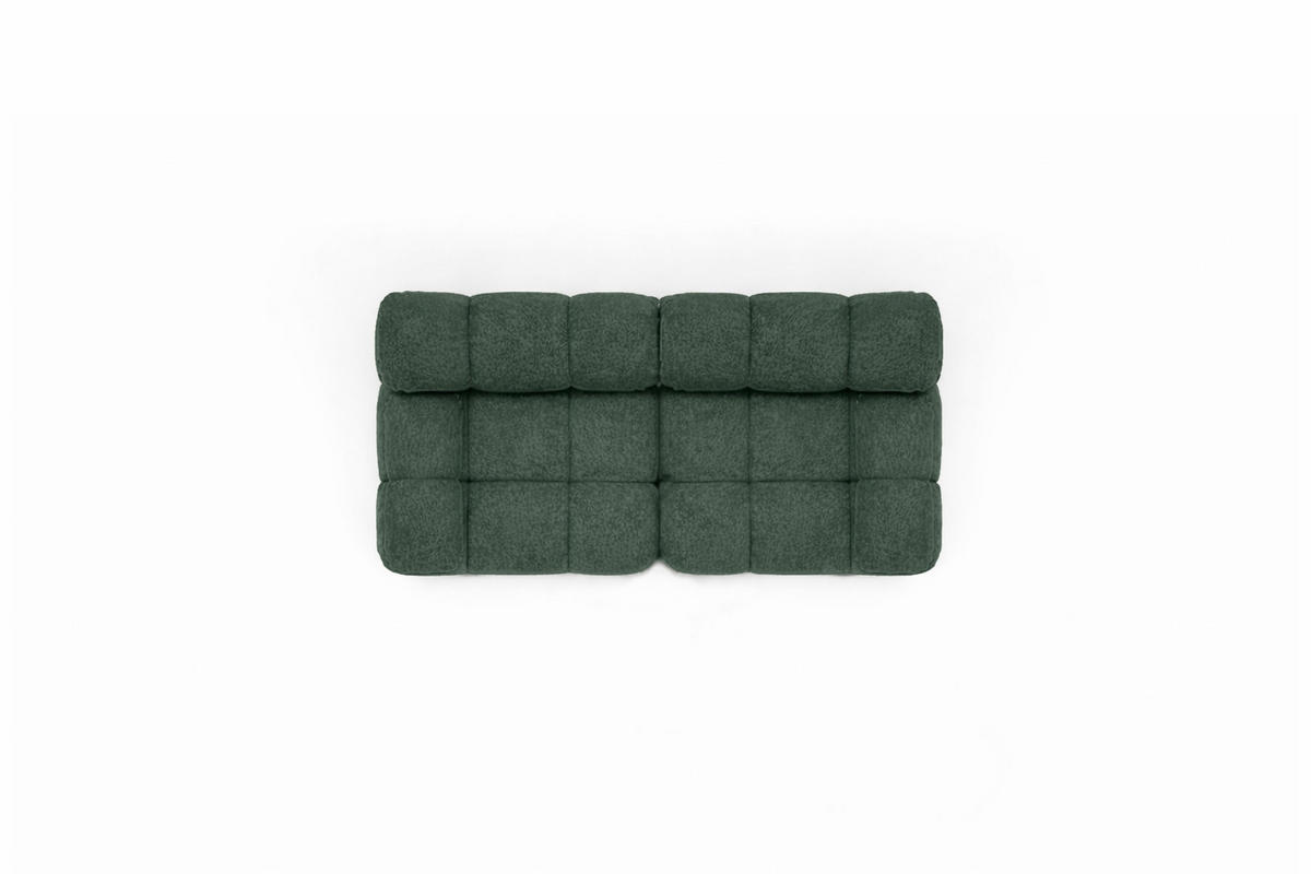 COUCH, 2-Sitzer Modular, Bouclé-Stoff Abriamo, Dunkelgrün, Selia - Dunkelgrün, Holz (190/70/95cm) - Kaiser Möbel